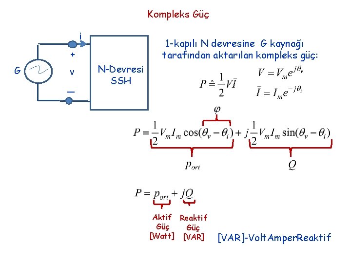 Kompleks Güç i 1 -kapılı N devresine G kaynağı tarafından aktarılan kompleks güç: +