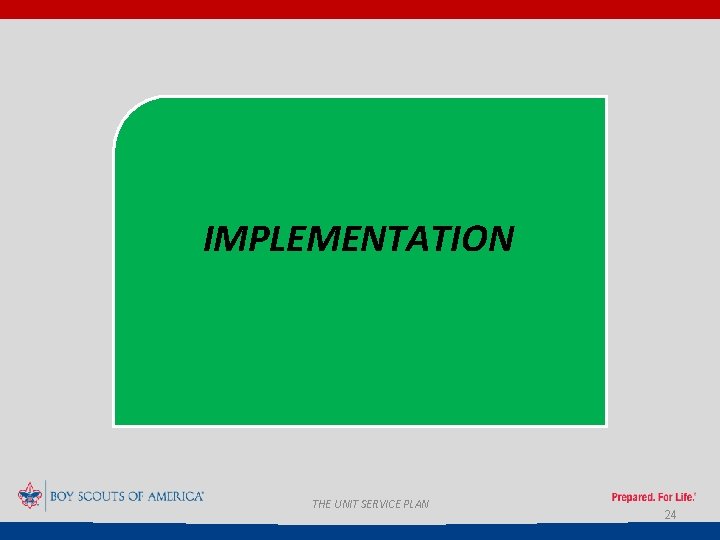 IMPLEMENTATION THE UNIT SERVICE PLAN 24 