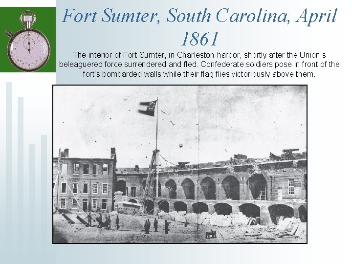 Fort Sumter, South Carolina, April 1861 The interior of Fort Sumter, in Charleston harbor,