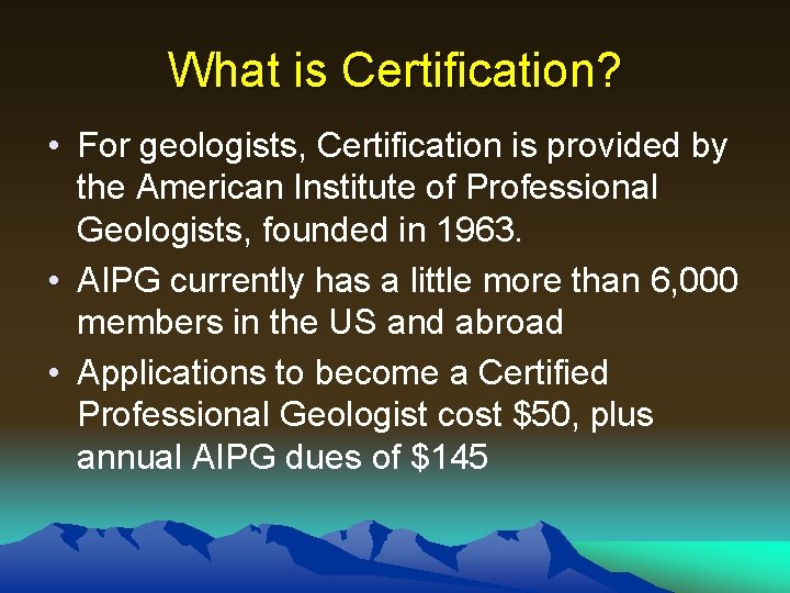 Licensing and Certification of Geologists Implications for Education
