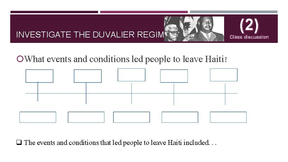 INVESTIGATE THE DUVALIER REGIMES What events and conditions led people to leave Haiti? q