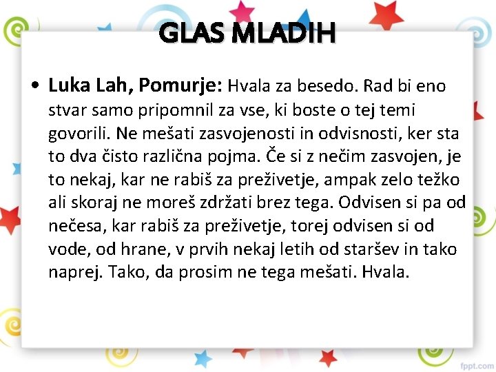 GLAS MLADIH • Luka Lah, Pomurje: Hvala za besedo. Rad bi eno stvar samo