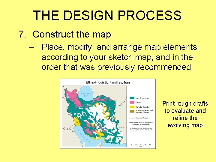 THE DESIGN PROCESS 7. Construct the map – Place, modify, and arrange map elements