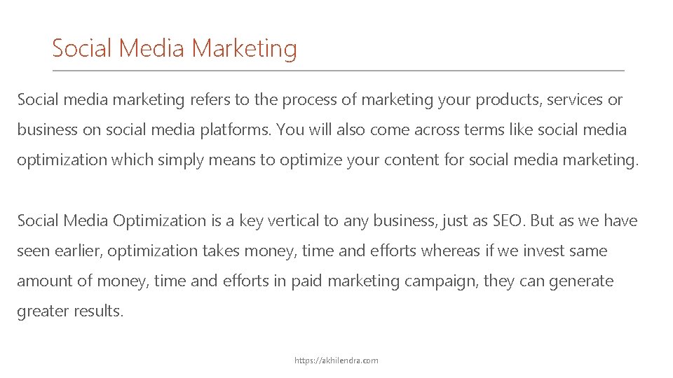 Social Media Marketing Social media marketing refers to the process of marketing your products, Social Media Marketing Social media marketing refers to the process of marketing your products,