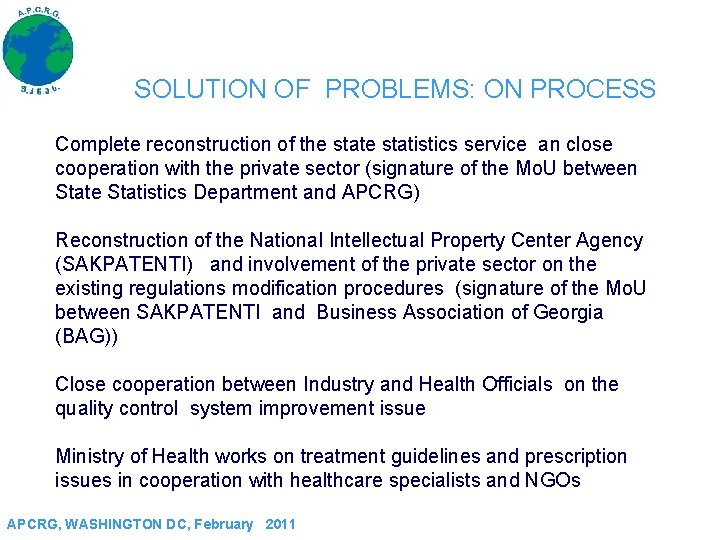 SOLUTION OF PROBLEMS: ON PROCESS Complete reconstruction of the statistics service an close cooperation