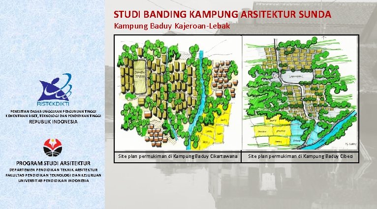 STUDI BANDING KAMPUNG ARSITEKTUR SUNDA Kampung Baduy Kajeroan-Lebak PENELITIAN DASAR UNGGULAN PERGURUAN TINGGI KEMENTRIAN