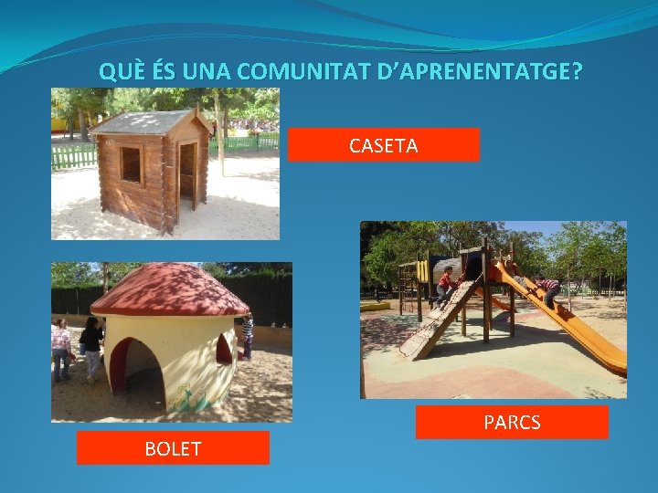 QUÈ ÉS UNA COMUNITAT D’APRENENTATGE? CASETA BOLET PARCS 