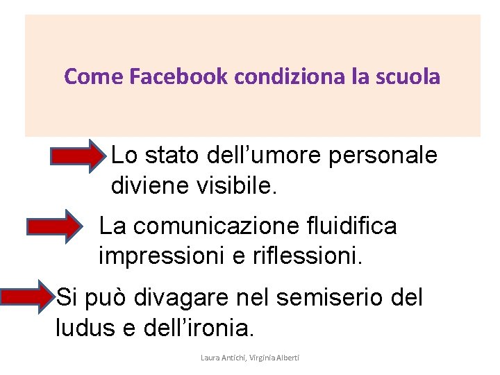 Come Facebook condiziona la scuola Lo stato dell’umore personale diviene visibile. La comunicazione fluidifica