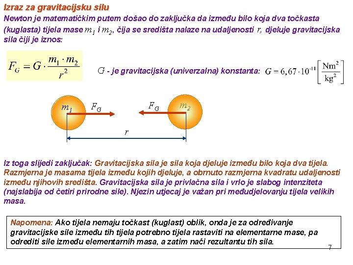 Izraz za gravitacijsku silu Newton je matematičkim putem došao do zaključka da između bilo