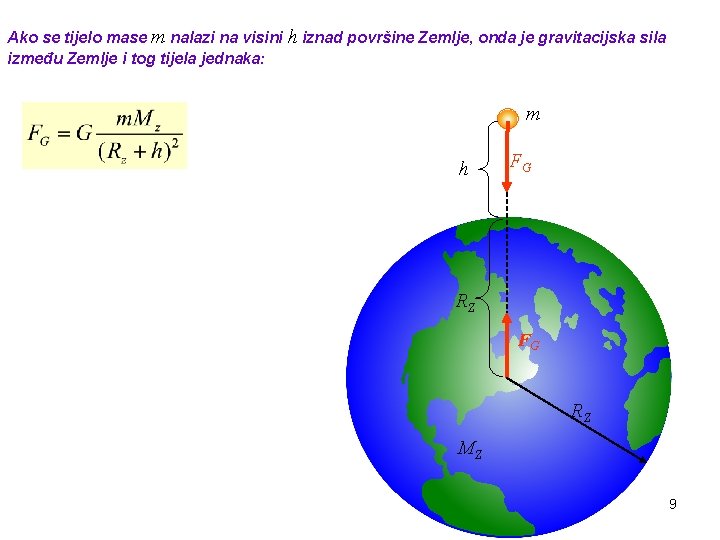 Ako se tijelo mase m nalazi na visini h iznad površine Zemlje, onda je