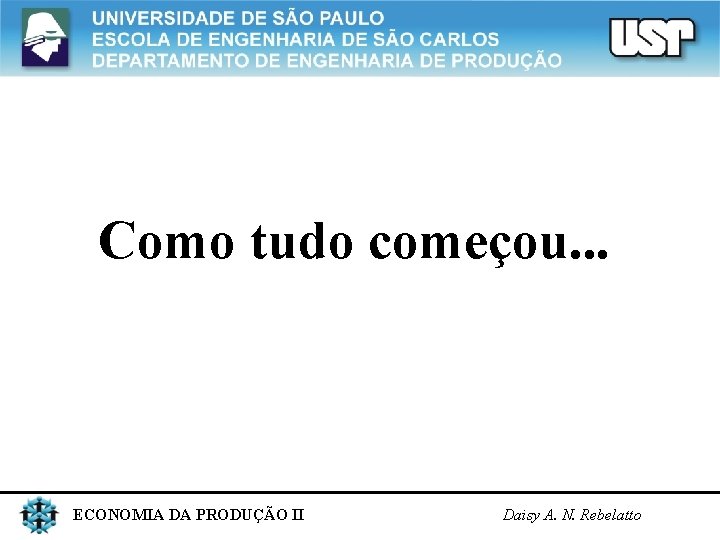 Como tudo começou. . . ECONOMIA DA PRODUÇÃO II Daisy A. N. Rebelatto 