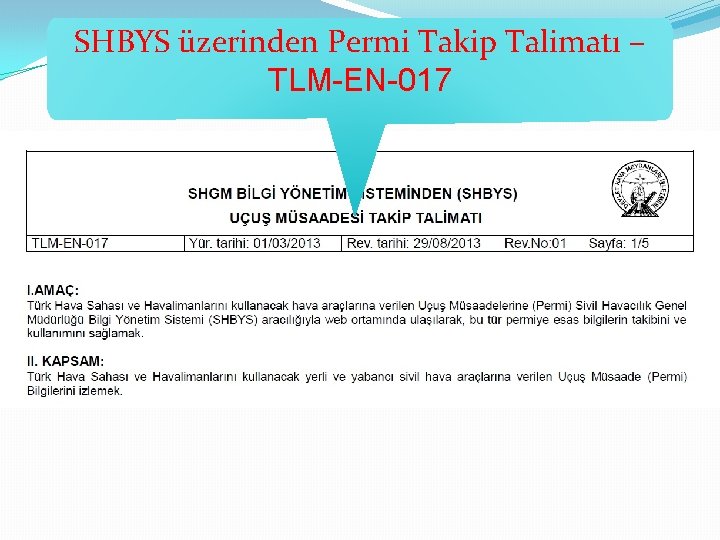 SHBYS üzerinden Permi Takip Talimatı – TLM-EN-017 