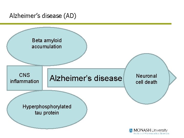 Alzheimer’s disease (AD) Beta amyloid accumulation CNS inflammation Alzheimer’s disease Hyperphosphorylated tau protein Neuronal