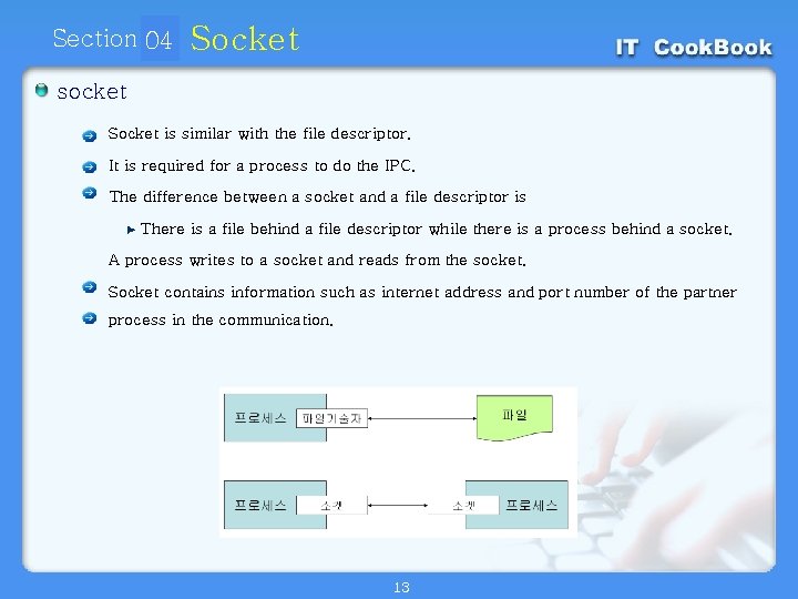 Section 04 01 Socket socket Socket is similar with the file descriptor. It is