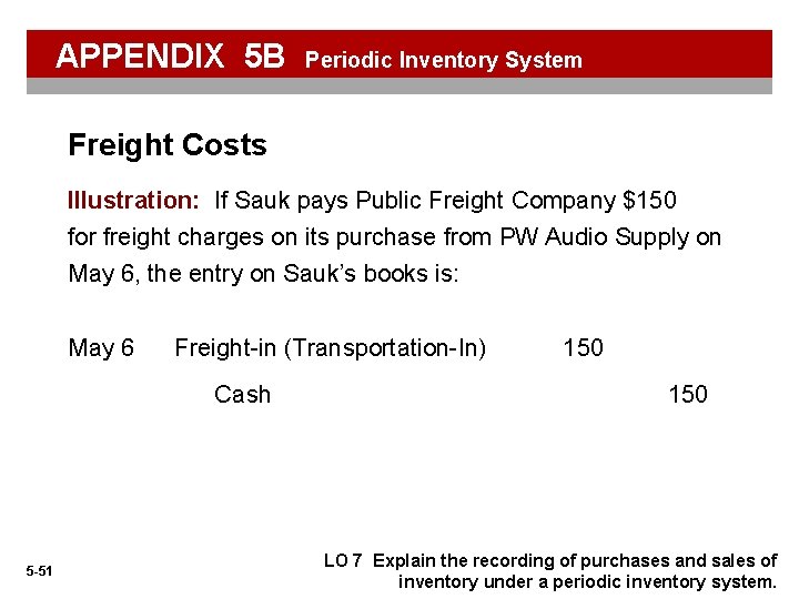 APPENDIX 5 B Periodic Inventory System Freight Costs Illustration: If Sauk pays Public Freight APPENDIX 5 B Periodic Inventory System Freight Costs Illustration: If Sauk pays Public Freight