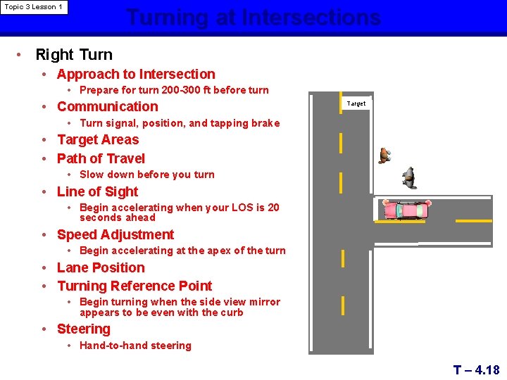 Topic 3 Lesson 1 Turning at Intersections • Right Turn • Approach to Intersection