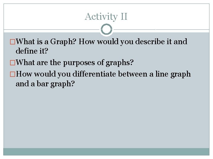 Activity II �What is a Graph? How would you describe it and define it?
