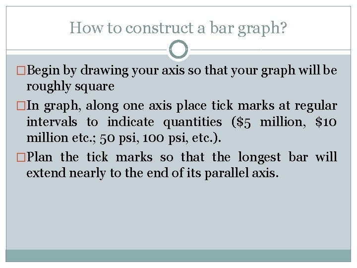 How to construct a bar graph? �Begin by drawing your axis so that your