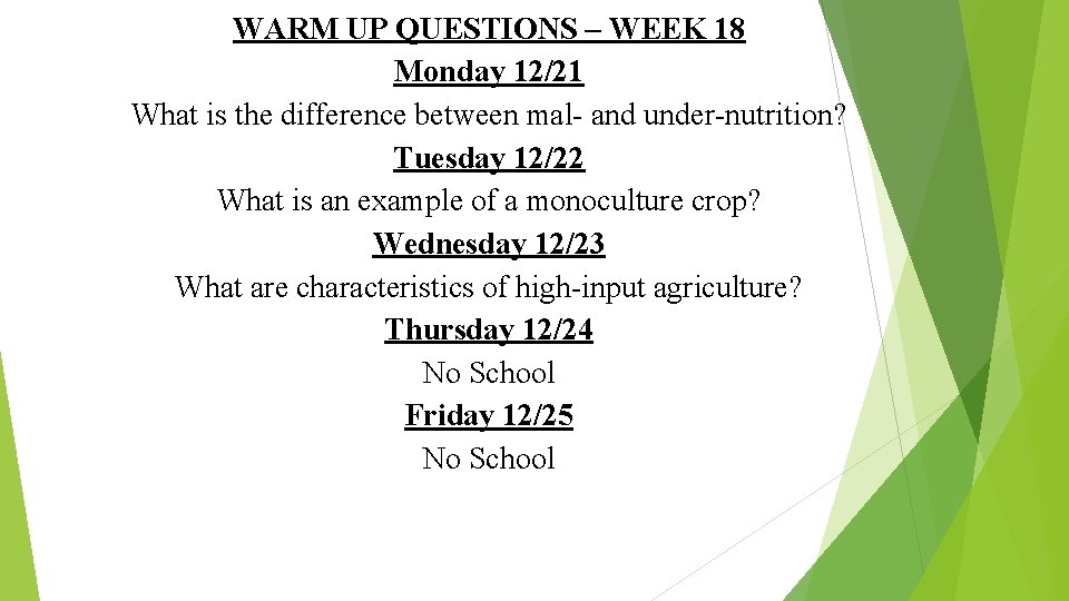 Apes Warm Ups 15 16 Warm Up Questions