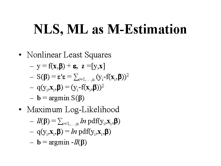 Mestimation The Model Min Eqz B I1 Nqzi