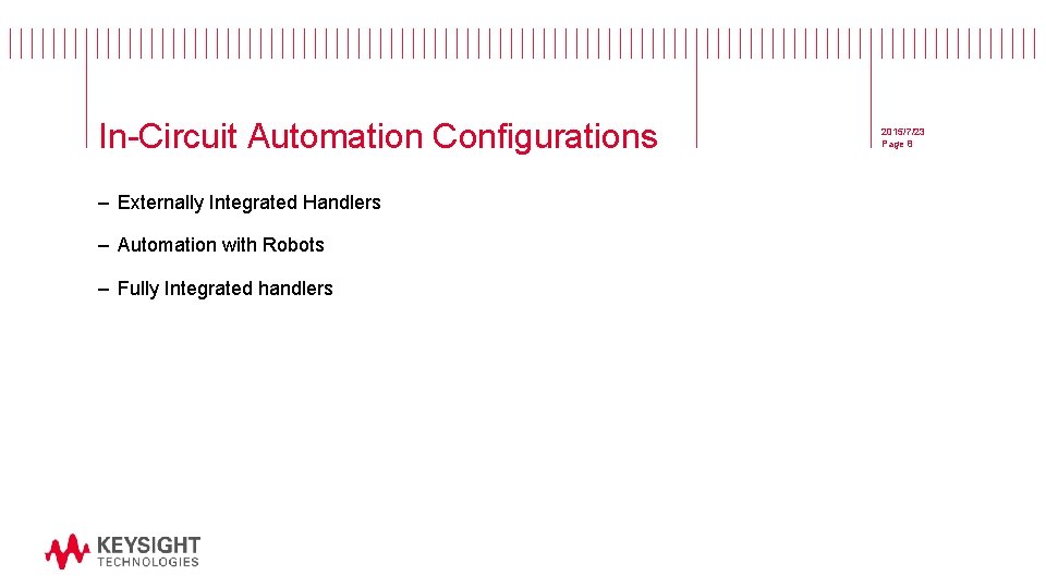 In-Circuit Automation Configurations – Externally Integrated Handlers – Automation with Robots – Fully Integrated