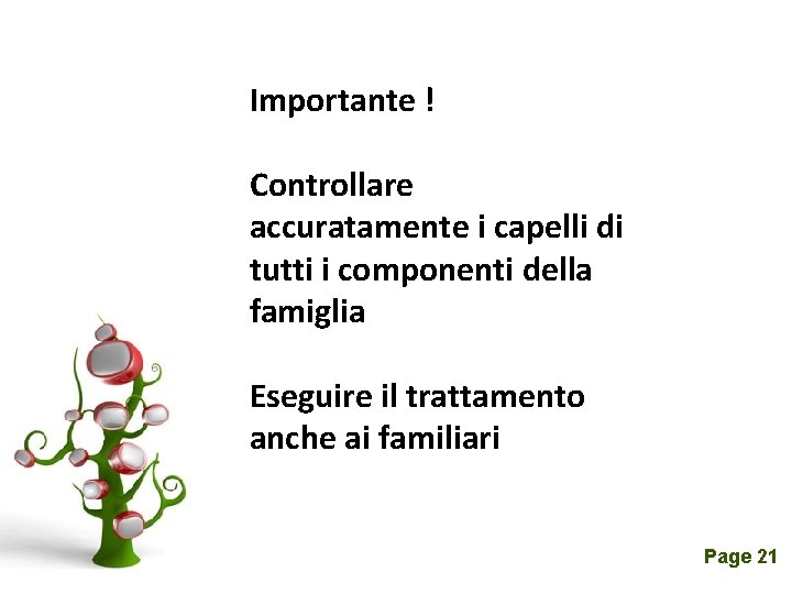 Importante ! Controllare accuratamente i capelli di tutti i componenti della famiglia Eseguire il