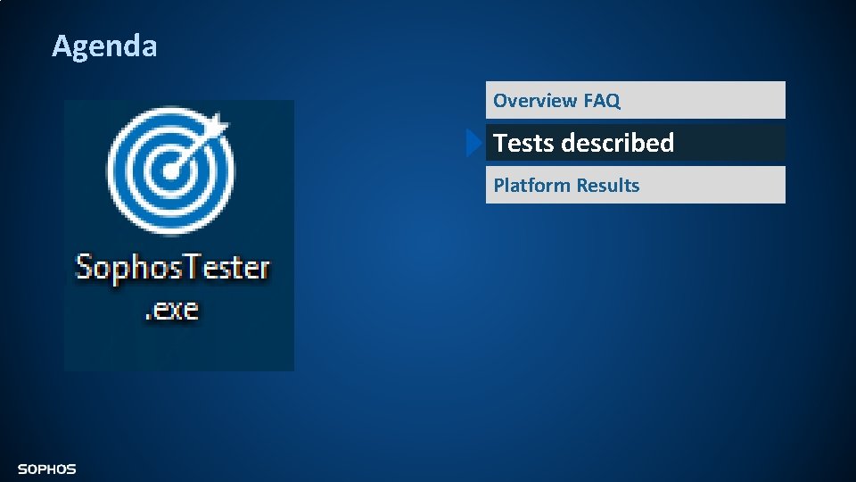 Agenda Overview FAQ Tests described Platform Results 
