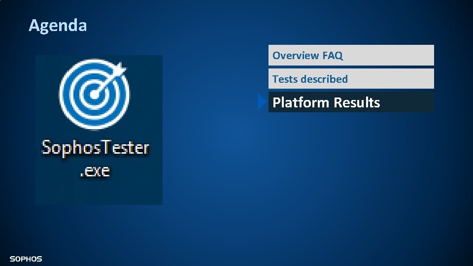 Agenda Overview FAQ Tests described Platform Results 