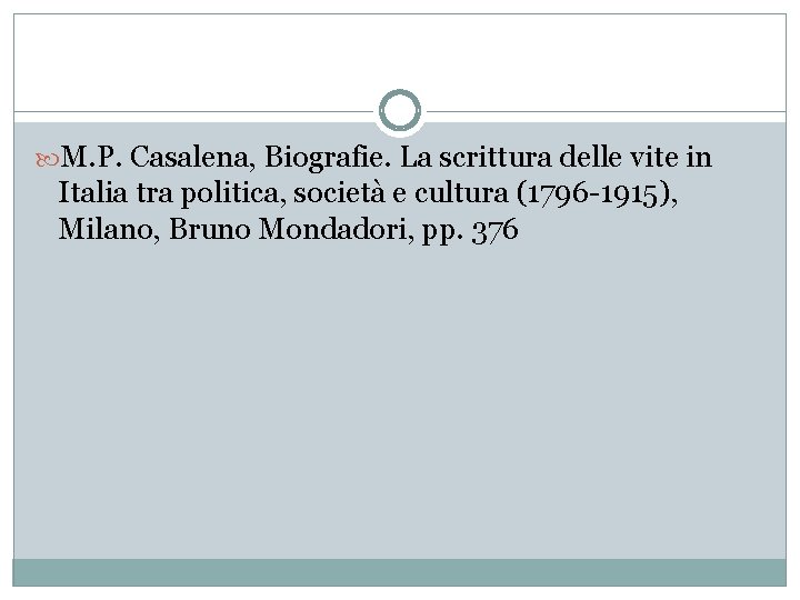  M. P. Casalena, Biografie. La scrittura delle vite in Italia tra politica, società