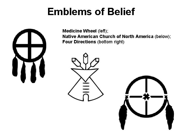Emblems of Belief Medicine Wheel (left); Native American Church of North America (below); Four Emblems of Belief Medicine Wheel (left); Native American Church of North America (below); Four