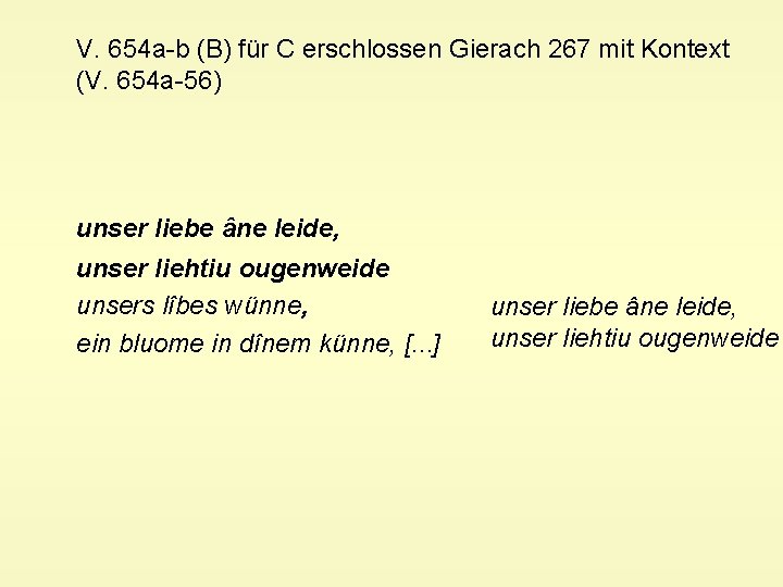 V. 654 a-b (B) für C erschlossen Gierach 267 mit Kontext (V. 654 a-56)