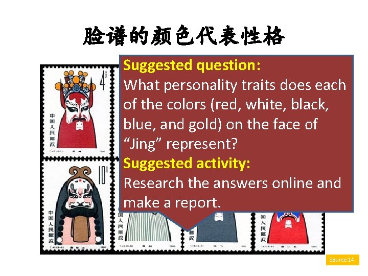 脸谱的颜色代表性格 Suggested question: What personality traits does each of the colors (red, white, black,