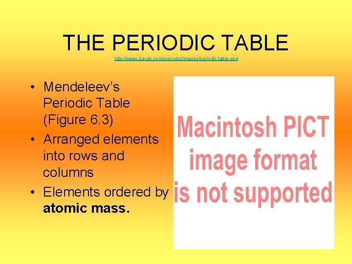 THE PERIODIC TABLE http: //www. dayah. com/periodic/Images/periodic table. png • Mendeleev’s Periodic Table (Figure
