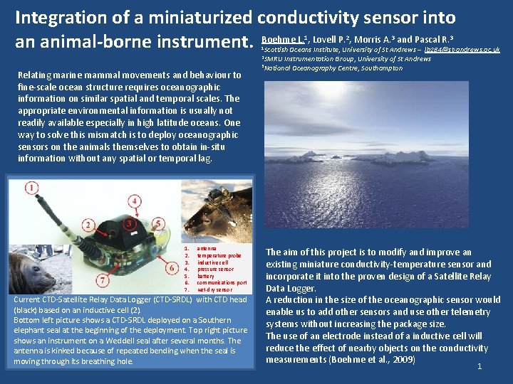 Integration of a miniaturized conductivity sensor into an animal-borne instrument. Boehme L. , Lovell