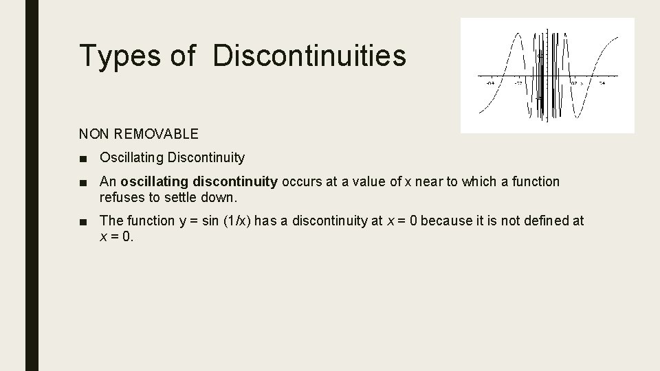 Types of Discontinuities NON REMOVABLE ■ Oscillating Discontinuity ■ An oscillating discontinuity occurs at