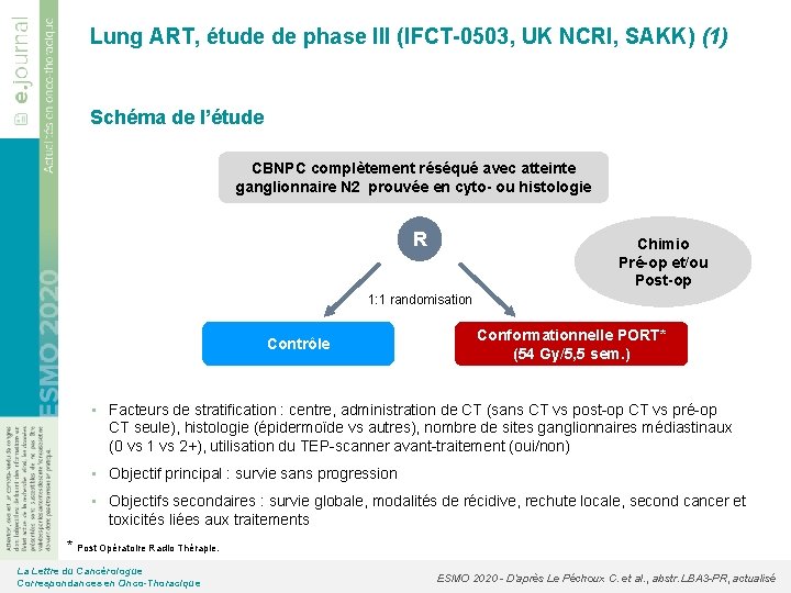 Lung ART, étude de phase III (IFCT-0503, UK NCRI, SAKK) (1) Schéma de l’étude