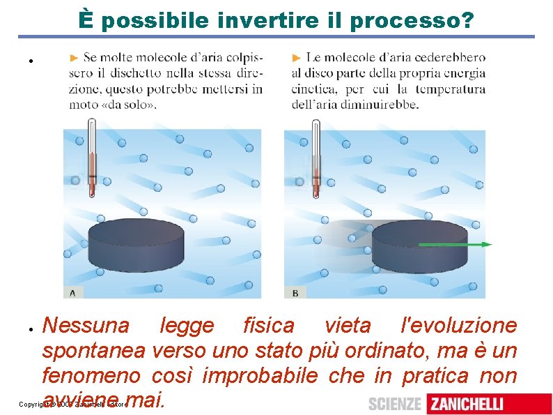 È possibile invertire il processo? Nessuna legge fisica vieta l'evoluzione spontanea verso uno stato