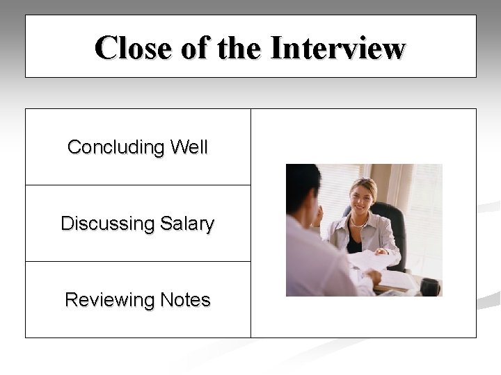 Close of the Interview Concluding Well Discussing Salary Reviewing Notes 