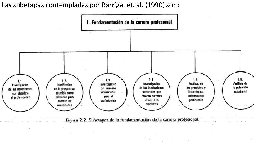 Las subetapas contempladas por Barriga, et. al. (1990) son: 