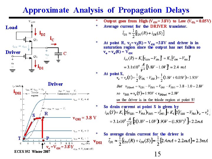 Approximate Analysis of Propagation Delays Load i. D 2 i. C Driver * *