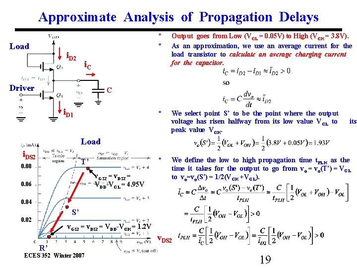 Approximate Analysis of Propagation Delays Load i. D 2 * * Output goes from