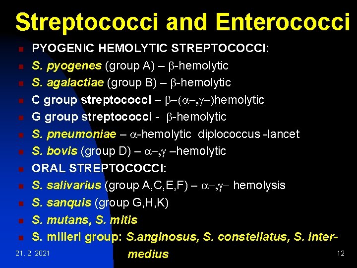 Streptococci and Enterococci PYOGENIC HEMOLYTIC STREPTOCOCCI: n S. pyogenes (group A) – b-hemolytic n Streptococci and Enterococci PYOGENIC HEMOLYTIC STREPTOCOCCI: n S. pyogenes (group A) – b-hemolytic n