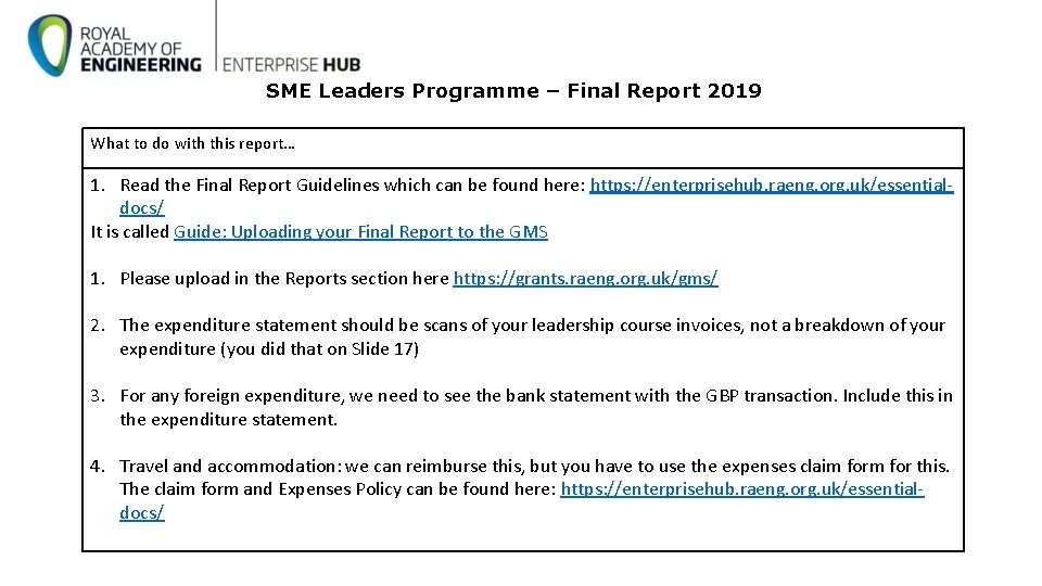 SME Leaders Programme – Final Report 2019 What to do with this report… 1. SME Leaders Programme – Final Report 2019 What to do with this report… 1.