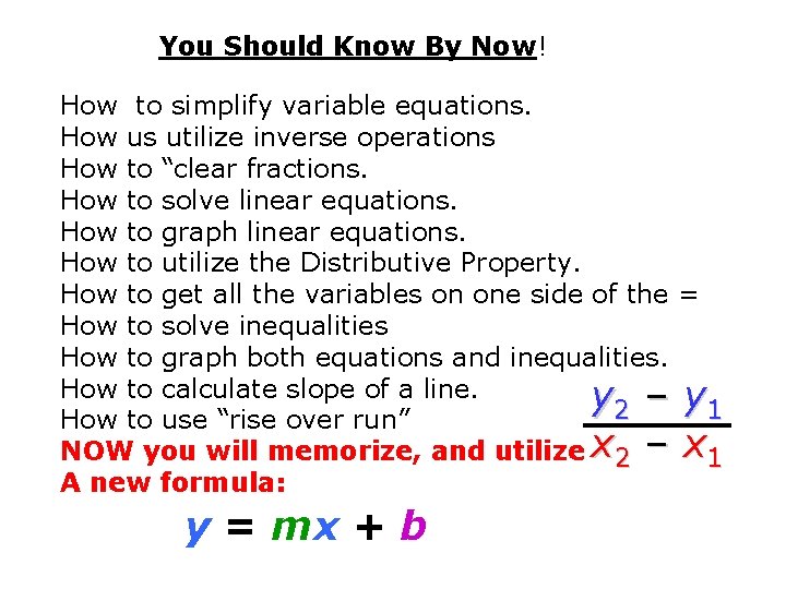 You Should Know By Now! How to simplify variable equations. How us utilize inverse