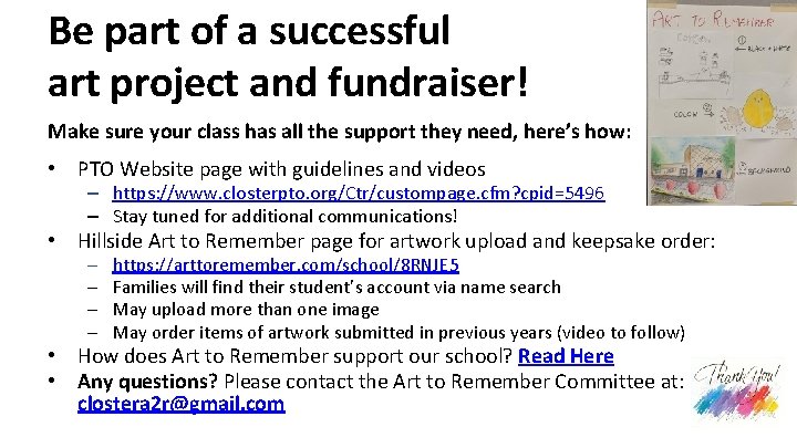 Be part of a successful art project and fundraiser! Make sure your class has Be part of a successful art project and fundraiser! Make sure your class has
