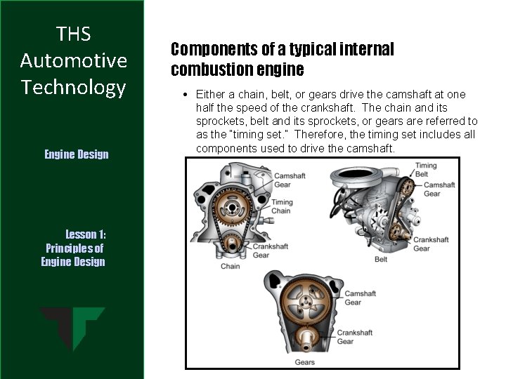 THS Automotive Technology Engine Design Lesson 1: Principles of Engine Design Components of a