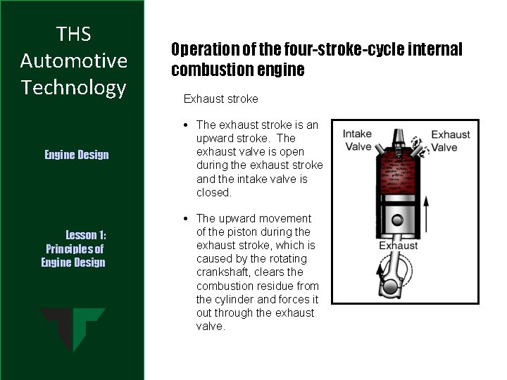 THS Automotive Technology Engine Design Lesson 1: Principles of Engine Design Operation of the