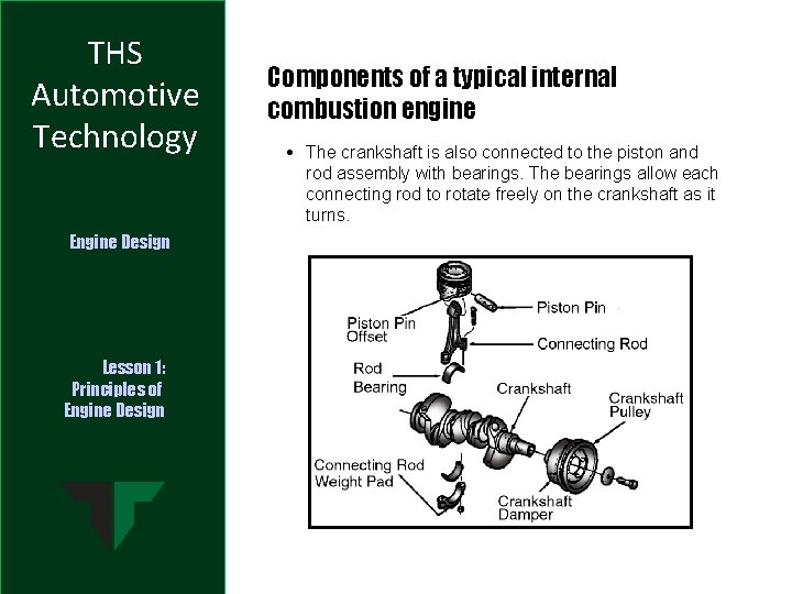 THS Automotive Technology Engine Design Lesson 1: Principles of Engine Design Components of a