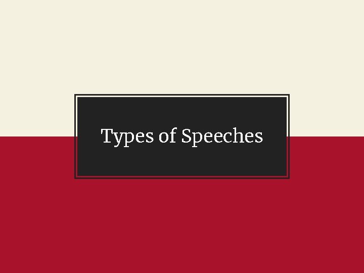 Types of Speeches 