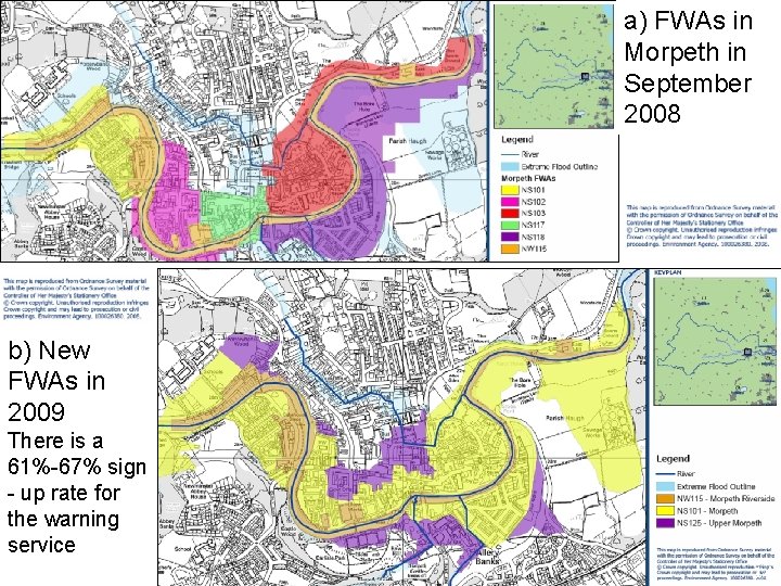 a) FWAs in Morpeth in September 2008 b) New FWAs in 2009 There is